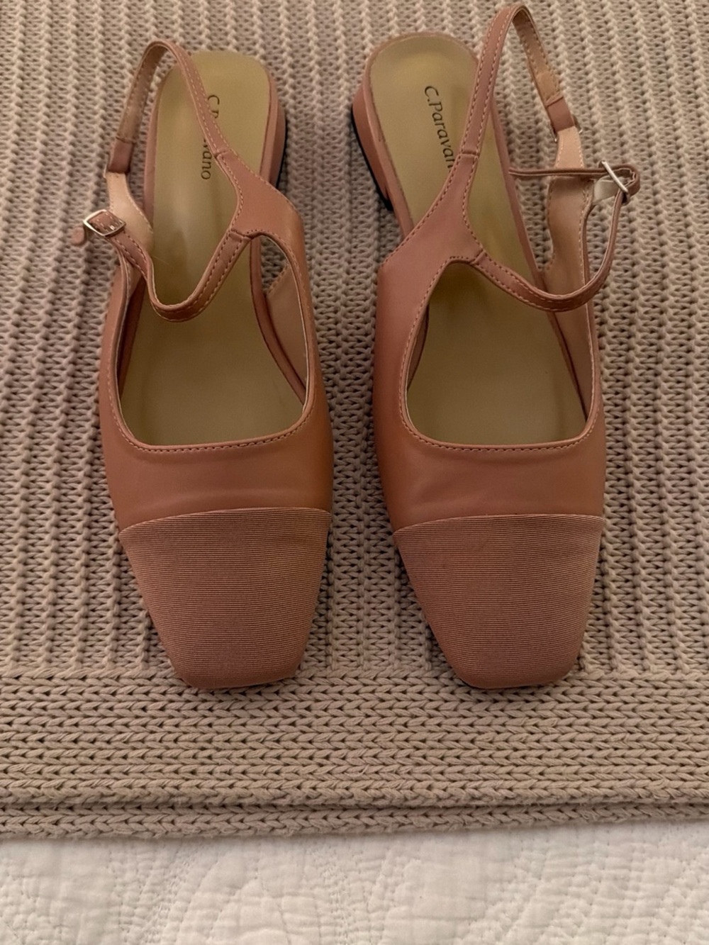 C. Paravani Dusty Rose Slingback Square-Toe Flats